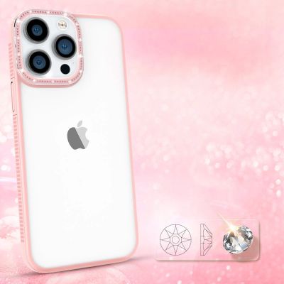 2. Kingxbar Sparkle Series etui iPhone 13 Pro Max z kryształami obudowa pokrowiec na tył plecki różowy