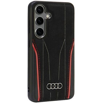 3. Etui Audi Genuine Leather z MagSafe na Samsung Galaxy S24 - czarno-czerwone