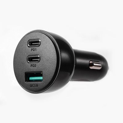 7. Joyroom ładowarka samochodowa 70W z 3 portami: USB, 2 x USB C czarna (JR-CL26)