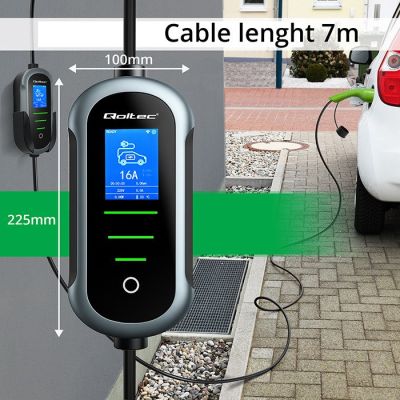 15. Qoltec Mobilna ładowarka do samochodu elektrycznego EV i hybryd z regulacją 2w1 Typ2 | 22kW | 400V | CEE 32A | Wi-fi | TUYA | SMART LIFE | LCD | Przenośna | Wallbox | 7m