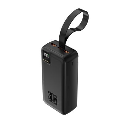 Powerbank Wozinsky W8-W 30000 mAh 30 W 2x USB-A i USB-C z latarką - czarny