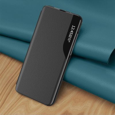 10. Eco Leather View Case elegancki futerał etui z klapką i funkcją podstawki Samsung Galaxy A73 niebieski