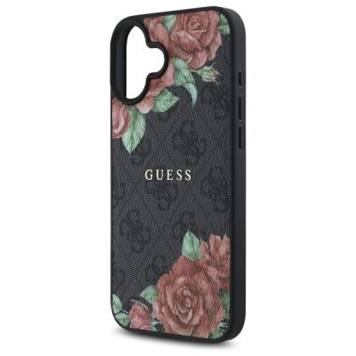 6. Etui Guess 4G Flowers Print MagSafe na iPhone 16 6.1" - czarne