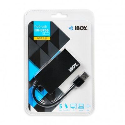3. Hub IBOX USB 3.0 CZARNY 4-PORTY, SLIM IUH3F56 (4x USB 3.0; kolor czarny)