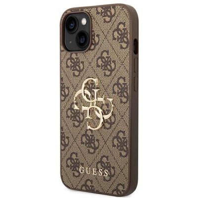 2. Etui Guess 4G Big Metal Logo na iPhone 14 - brązowe