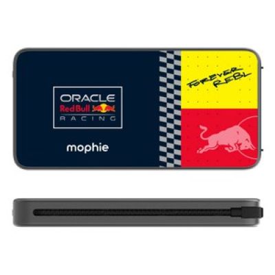 2. Powerbank Mophie Powerstation Plus 10K Red Bull Racing - powerbank 10000mAh, zintegrowany kabel USB-C oraz lightning (1x port USB-C)