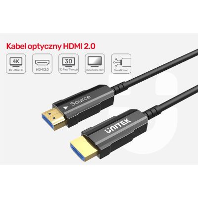 6. UNITEK KABEL OPTYCZNY HDMI 2.0 Active Optical Cable 4K 60HZ 20M
