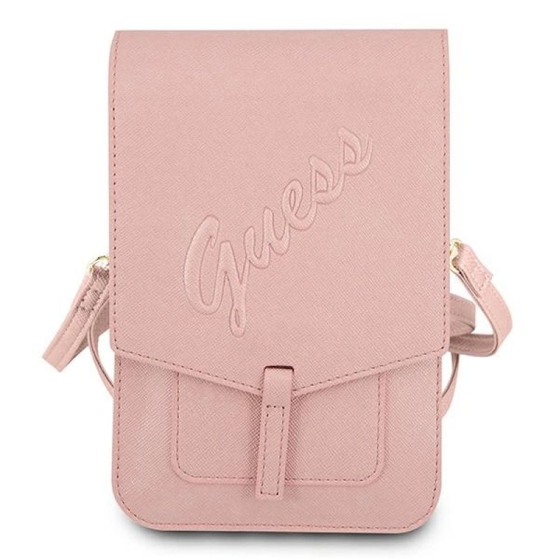 2. Torebka na telefon Guess Saffiano Script - różowe