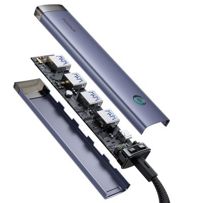 5. Hub USB-A/USB-C Baseus UltraJoy Series 4xUSB-A 3.0 1xUSB-C 5V - szary
