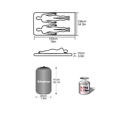 3. Materac dmuchany podwójny z pompką KING CAMP Double Niebieski - KM3589