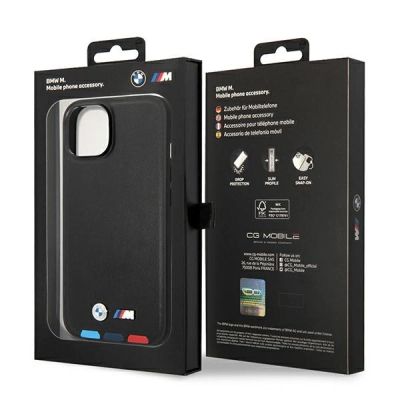 8. Etui BMW Leather Stamp Tricolor na iPhone 14 Plus - czarne