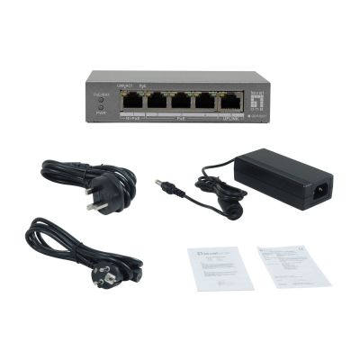 6. LevelOne PoE+Switch 3xGE PoE/1xHi-PoE 60W unmanaged Plastik