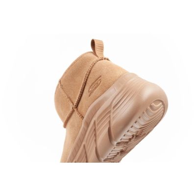 7. Skechers buty zimowe damskie botki za kostkę ocieplane skórzane brązowe
