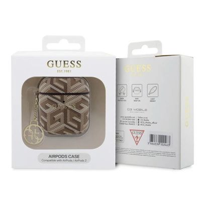3. Etui Guess GCube Charm na AirPods 1/2 - brązowe