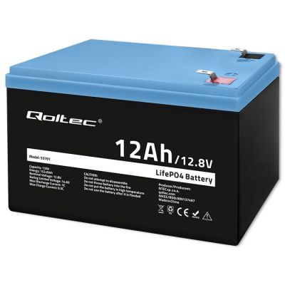 8. Qoltec Akumulator LiFePO4 Litowo-Żelazowo-Fosforanowy 12.8V 12Ah 153.6Wh BMS