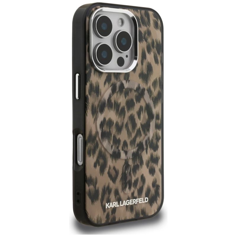 4. Etui Karl Lagerfeld IML Leopard Pattern MagSafe do iPhone 16 Pro Max - brązowe