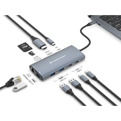 3. Conceptronic DONN06G stacja dokująca Przewodowa USB 3.2 Gen 1 (3.1 Gen 1) Type-C Szary