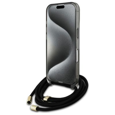 4. Etui Guess Crossbody Cord Script MagSafe na iPhone 16 - czarne