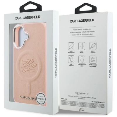 8. Etui Karl Lagerfeld Initial & Metal Logo MagSafe na iPhone 16 - różowe