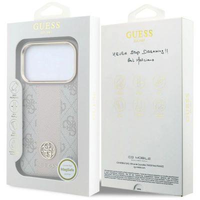 8. Etui Guess 4G with Stripe Round and Classic Logos MagSafe na iPhone 17 Pro Max / 18 Pro Max - różowe