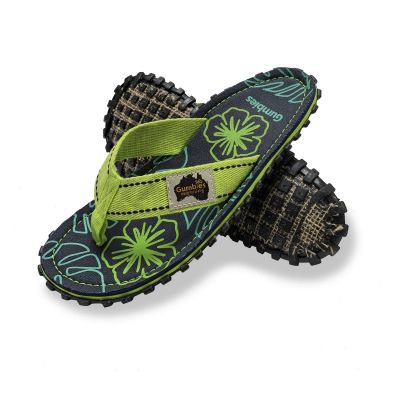 8. Japonki Gumbies Islander Flip-Flops Lime Hibiscus GU-FFISL148