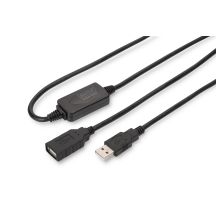 Kabel DIGITUS DA-73101 (USB M - USB F; 15m; kolor czarny)