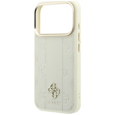 6. Etui Guess Stripe Peony 4G Logo MagSafe na iPhone 18 Pro Max / 17 Pro Max - beżowe
