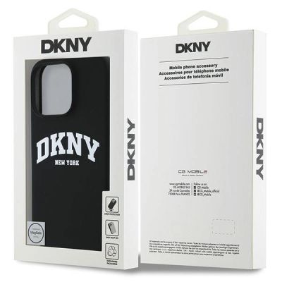 8. Etui DKNY Silicone White Printed Logo MagSafe na iPhone 16 Pro - czarne