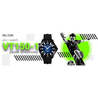 8. Smartwatch VELTORI VT150-1 Czarny Pasek Silikonowy + Czarna Bransoleta