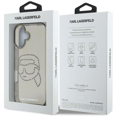 8. Etui Karl Lagerfeld IML Rhinestones Karl Head do iPhone 16 czarny