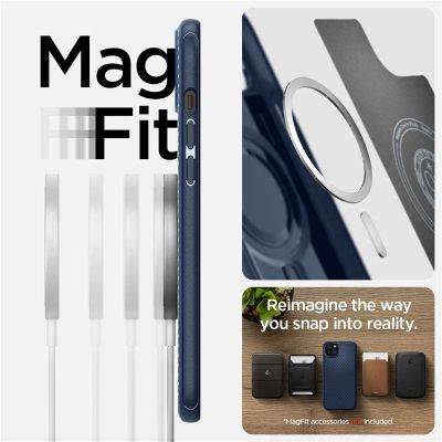 4. Etui Spigen Mag Armor z MagSafe na iPhone 15 Plus - niebieskie