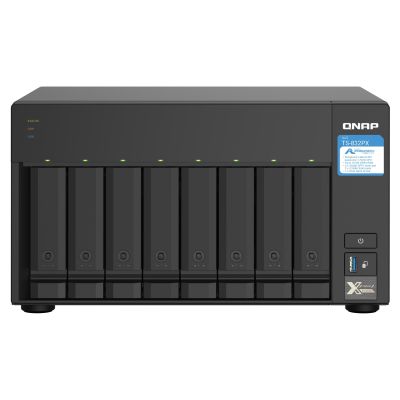 Qnap TS-832PX-4G, Tower, 8 x 2.5"/3.5" SATA, Annapurna Labs Alpine AL324 1.7GH, 4GB DDR4 SODIMM (Max. 16GB), 2 x 10GbE SFP+, 2 x 2.5GbE, Single PSU
