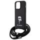 5. Etui Karl Lagerfeld Crossbody Saffiano Monogram Metal Pin Karl & Choupette na iPhone 15 Pro Max - czarne