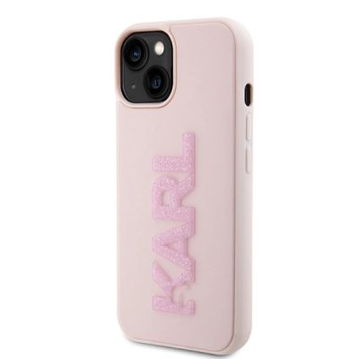 2. Etui Karl Lagerfeld 3D Rubber Glitter Logo na iPhone 15 Plus - różowe