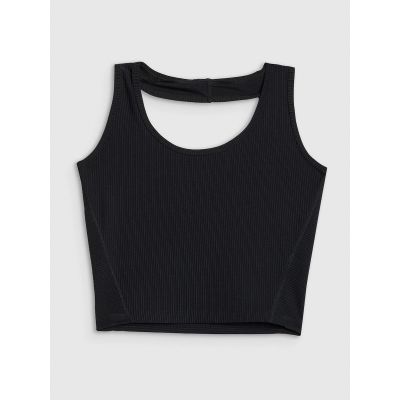 6. Crop top slim gładki damski 4F | Anna Lewandowska 4F 4FALSSS25TSLEF215-20S