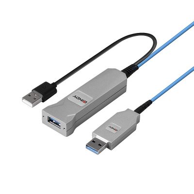5. Lindy 43345 kabel USB USB 3.2 Gen 1 (3.1 Gen 1) 30 m USB A 2 x USB A Niebieski, Srebrny