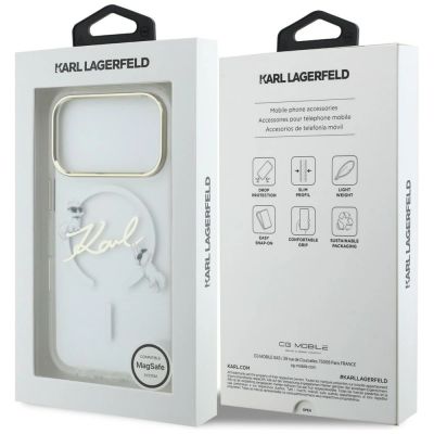 8. Etui Karl Lagerfeld IML Choupettes Karl  Script Logo MagSafe na iPhone 17 Pro - przezroczyste