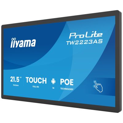 4. iiyama TW2223AS-B3P signage display Interaktywny płaski panel 54,6 cm (21.5") Wi-Fi 450 cd/m2 Full HD Czarny Ekran dotykowy Procesor wbudowany Android 24/7