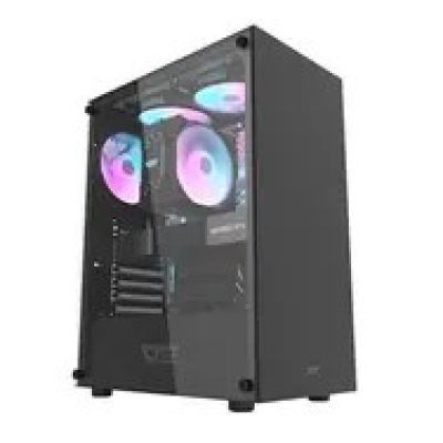 darkFlash DK100 czarny / ATX / bez wentylatorów / 3x USB-A / strona przezroczysta / bez zasilacza