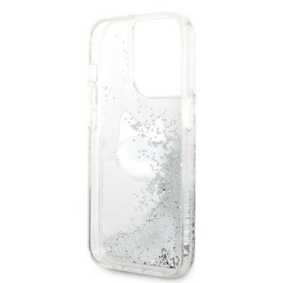7. Etui Karl Lagerfeld Glitter Choupette Head na iPhone 14 Pro Max - srebrne