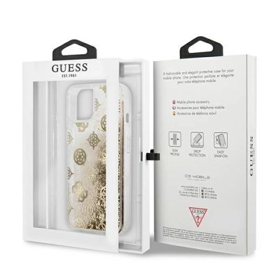 8. Etui Guess Peony Liquid Glitter na iPhone 13 mini - złote