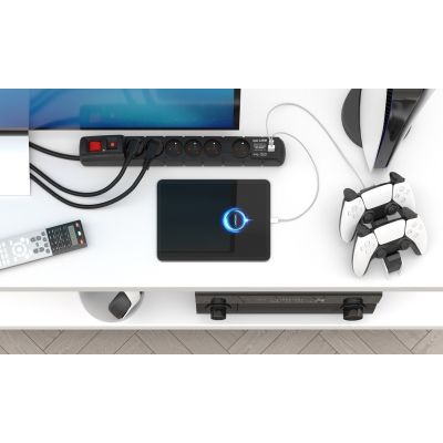5. Listwa przeciwprzepięciowa Acar S6 USB A+C (szybka ładowarka) 1,5m ; czarny