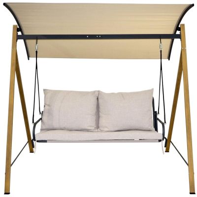 2. HUŚTAWKA OGRODOWO BALKONOWA 2 OSOBOWA 194x136x173CM PIASKOWA