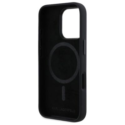 7. Etui Karl Lagerfeld Silicone Shadow Metal Initial MagSafe na iPhone 16 Pro - czarne
