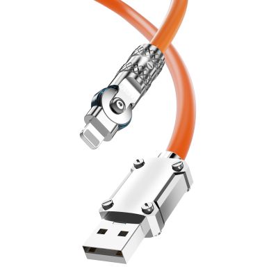 2. Kabel kątowy Dudao L24AL USB-A - Lightning o rotacji 180° 30W 1m - pomarańczowy