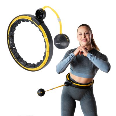 2. HHM21 HULA HOP BLACK/YELLOW Z MAGNESAMI, WYPUSTKAMI TPE I OBCIĄŻNIKIEM + LICZNIK HMS