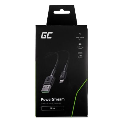 4. GREEN CELL KABEL KABGC24 GC POWERSTREAM USB-A - LIGHTNING 30CM, SZYBKIE ŁADOWANIE