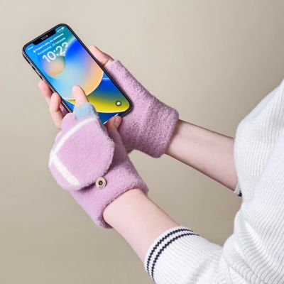 8. Rękawiczki zimowe do telefonu mitenki damskie / dziecięce - różowe