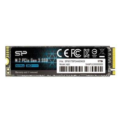2. Dysk SSD Silicon Power A60 1TB M.2 PCIe NVMe Gen3x4 TLC 2200/1600 MB/s (SP001TBP34A60M28)