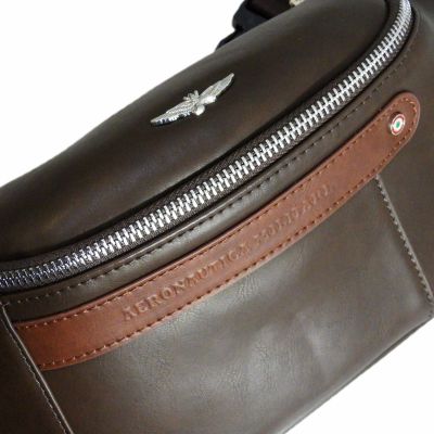 4. Saszetka męska nerka biodrowa Aeronautica Militare Waist Bag Brązowa - AM-393-MORO